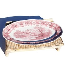 Ancien grand plat de service 45.5 cm / Villeroy & Boch modèle Burgenland rouge