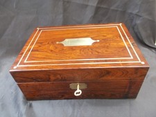 Ancien Écritoire En Palissandre Napoléon III avec encriers miroir at sa clé