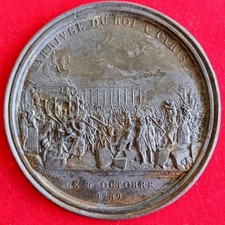 Médaille uniface Révolution Française arrivée du roi à Paris Louis XVI Andrieu