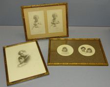 -LOT de 3 ANCIENS CADRES BOIS Doré avec PHOTOS ENFANTS COLLECTION DECO VINTAGE