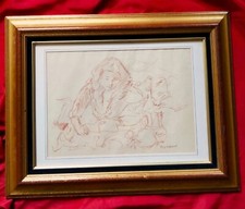 Superbe  sanguine par Pierre Cornu 1895-1996  "femme assise à la lecture "