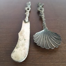 Vintage Ugo Bellini Butter Knife & Sugar Spoon Set Silverplated Italian