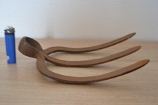 Ancienne fourche croc de jardinage en fer forgé à 3 dents (Agriculture)