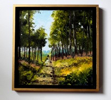 huile au couteau "LE SENTIER EFFACé " artiste référencée  DROUOT ARTPRICE AKOUN