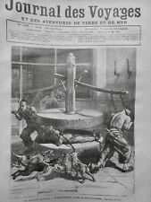 1881 EXECUTION SUPPLICE CHINE MEULE TOURNIQUET ECRASEMENT CHIEN 1 JOURNAL ANCIEN