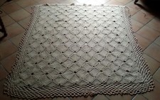 vieux couvre lit nappe ou gd napperon sur table au crochet couleur jute brocante