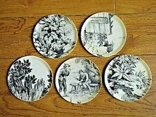 5 anciens sous bocks dessous de bouteilles en mélaminé décoré feuillages