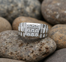 Bague homme en or blanc 9