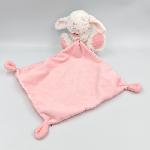 Doudou lapin blanc rose pois