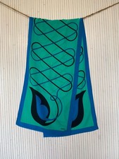 Foulard écharpe en Soie Vintage Grès Paris vert et bleu Cadeau pour Femme FO754