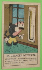 CHROMO 1930 OPTIQUE JAMET ROANNE GRANDES INVENTIONS BAROMETRE TORRICELLI 1643