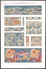 1910 Lithographie Poissons et