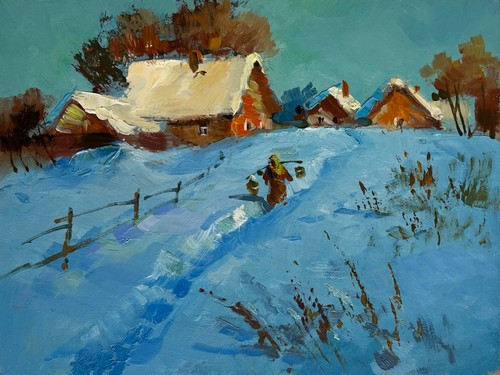 Oil painting snowy - snowy, the