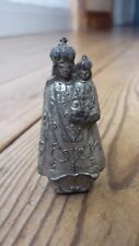 Antique French statue Mary and jesus  pewter silvered metal 2 1/2 "