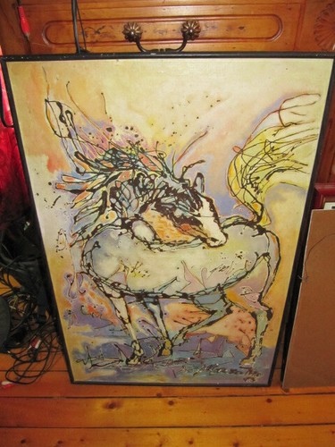Tableau huile cheval - ,