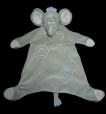 Doudou plat Eléphant gris