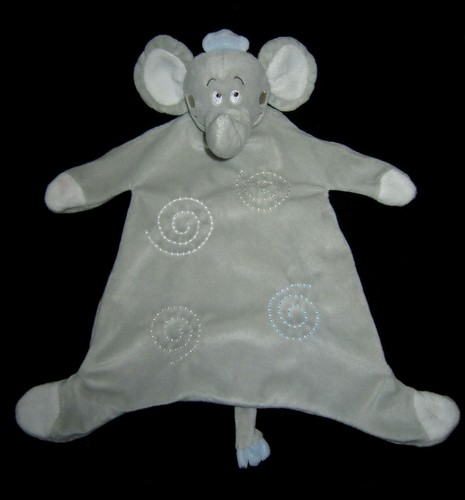 Doudou plat eléphant gris - eléphant,