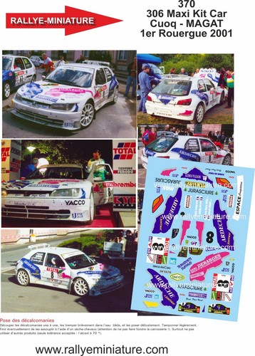 Decals ref 0370 peugeot - 1/18,