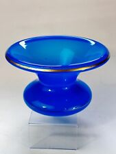 Ancien crachoir 19ème verre opalin opaline Bleu filet d'or Baccarat grand modèle