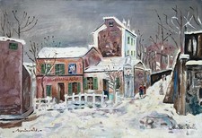 Tableau HST "Montmartre" - le Lapin Agile ref. Maurice Utrillo (fin XX°)