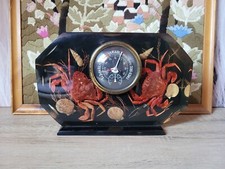 THERMOMÈTRE PLUVIOMÈTRE VINTAGE INCLUSION COQUILLAGE CRABE