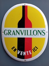 Ancienne plaque émaillée publicitaire Vin GRANVILLONS bistro cave bar GRAPHISME