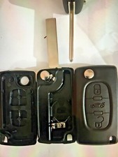 Coque Clé Peugeot citroen Ce0536 3 Boutons  Lame 8mm Avec Rainures HU83