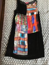 robe Louise Della en velours de soie noir patchwork T 38 