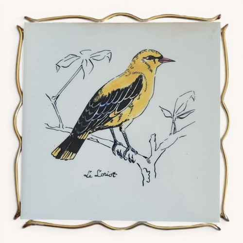 Carreau faïence gien oiseau - faïence,