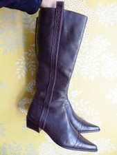 PACO HERRERO bottes plates pointues tout cuir marron T 37 37,5 parfait état 