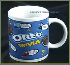 Oreo Cookie Trivia Mug Nabisco Advertising Blue and White Ceramic Nabisco