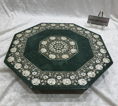 Luxury green marble table - green, top