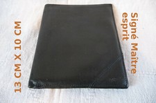 PORTE FEUILLES cuir(luxe) noir signé ""Ma^tre esprit" N'a jamais servi-ideal kdo