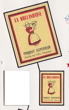 Ancienne étiquette allumettes Belgique BN57547 Publicité La Hollandaise Femme 