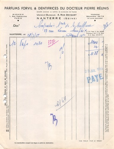 1955 parfums forvil - parfums, et