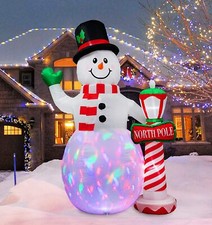 8 Ft Christmas Inflatable Snowman Decoration LED Street Lamp Yard Decor 