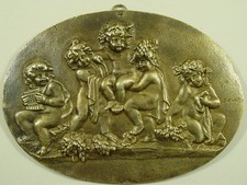 Plaque en bronze bas-relief putti Clodion XIXéme.