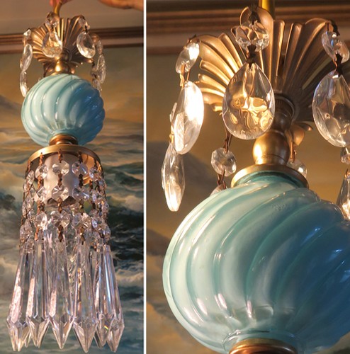 Swag lamp chandelier - chandelier, crystal