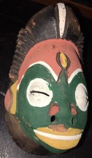 Masque Réduit Terre Cuite Afrique Ethnique Cameroun Bamileké Pigments Naturels