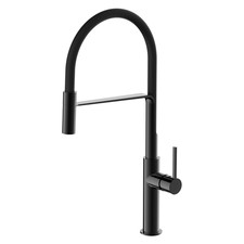 Schläfer | Mitigeur d’évier de cuisine noir, bec pivotant, douchette orientable