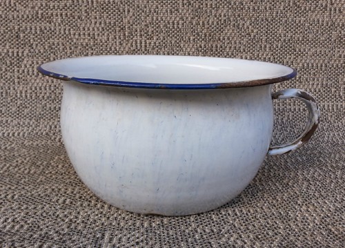 Ancien pot émail blanc - émail,