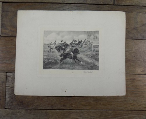 Gravure vers hallali - gravure, chasse