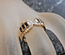 Jolie bague or 18 K sertie saphir et zirconium poincon 750  T 53