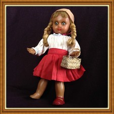 RARE POUPÉE LAFLEX LE PETIT CHAPERON ROUGE TAILLE 40 CM ANNÉES 1945/50 VINTAGE