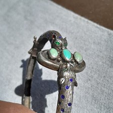 Très Jolie Et Ancien Bracelet Tête De Panthère Emaille. Lire Description 