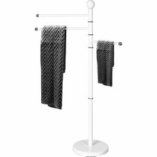 Porte Serviette En Acier Blanc À 3 Bras Orientables