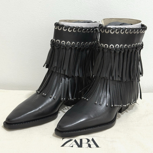 Zara black leather ankle - zara,
