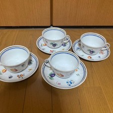 Lot de 4 soucoupes à tasse à motif fruits italiens du Japon