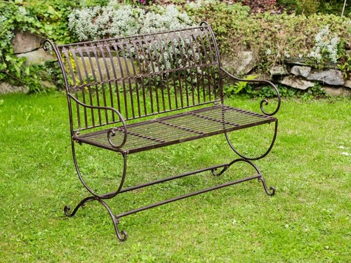 Banc pour jardin fer motif - en,