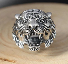 Bague Homme chevalière Tigre, taille réglable pour toutes les tailles de doigt